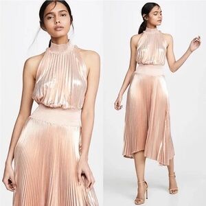 ALC Renzo Metallic Pleated Dress